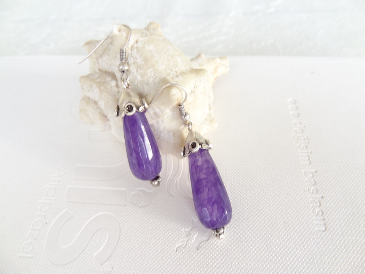 Amethyst Earrings, Silver plated Earring