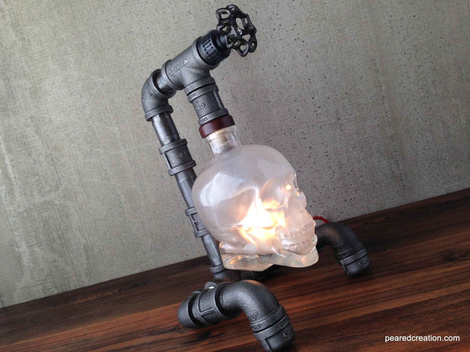 Crystal Head Vodka Lamp - Skull Light - Steampunk - Industrial Style Furniture