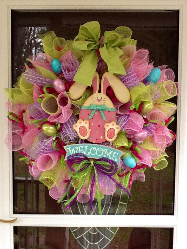Deco Mesh Easter Bunny Wreath