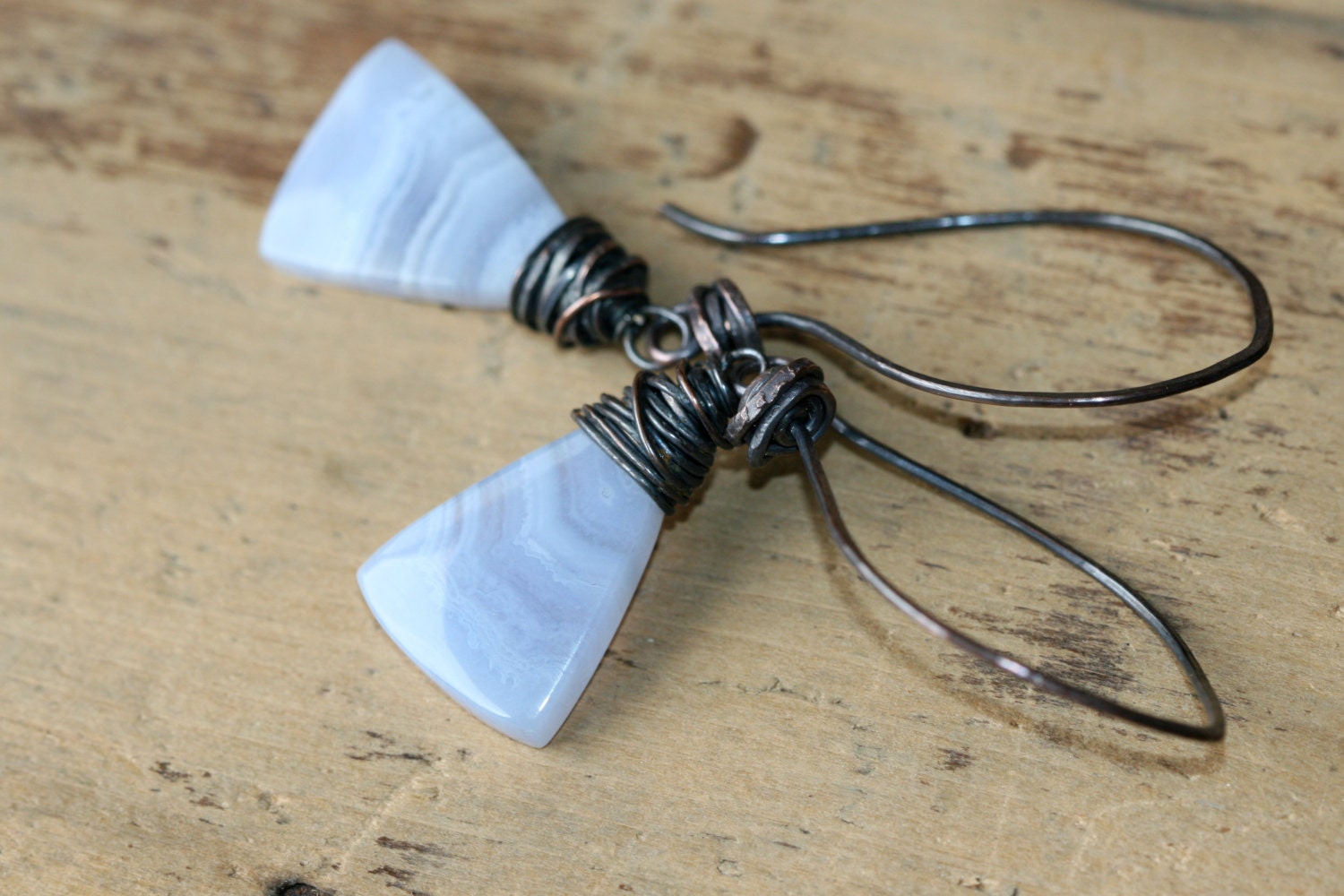 Lace Agathe earrings- Organic, Triangular,Boho,Gipsy, Wire Wrapped,Natural,Rustic,Earthy,Rustic Jewelry