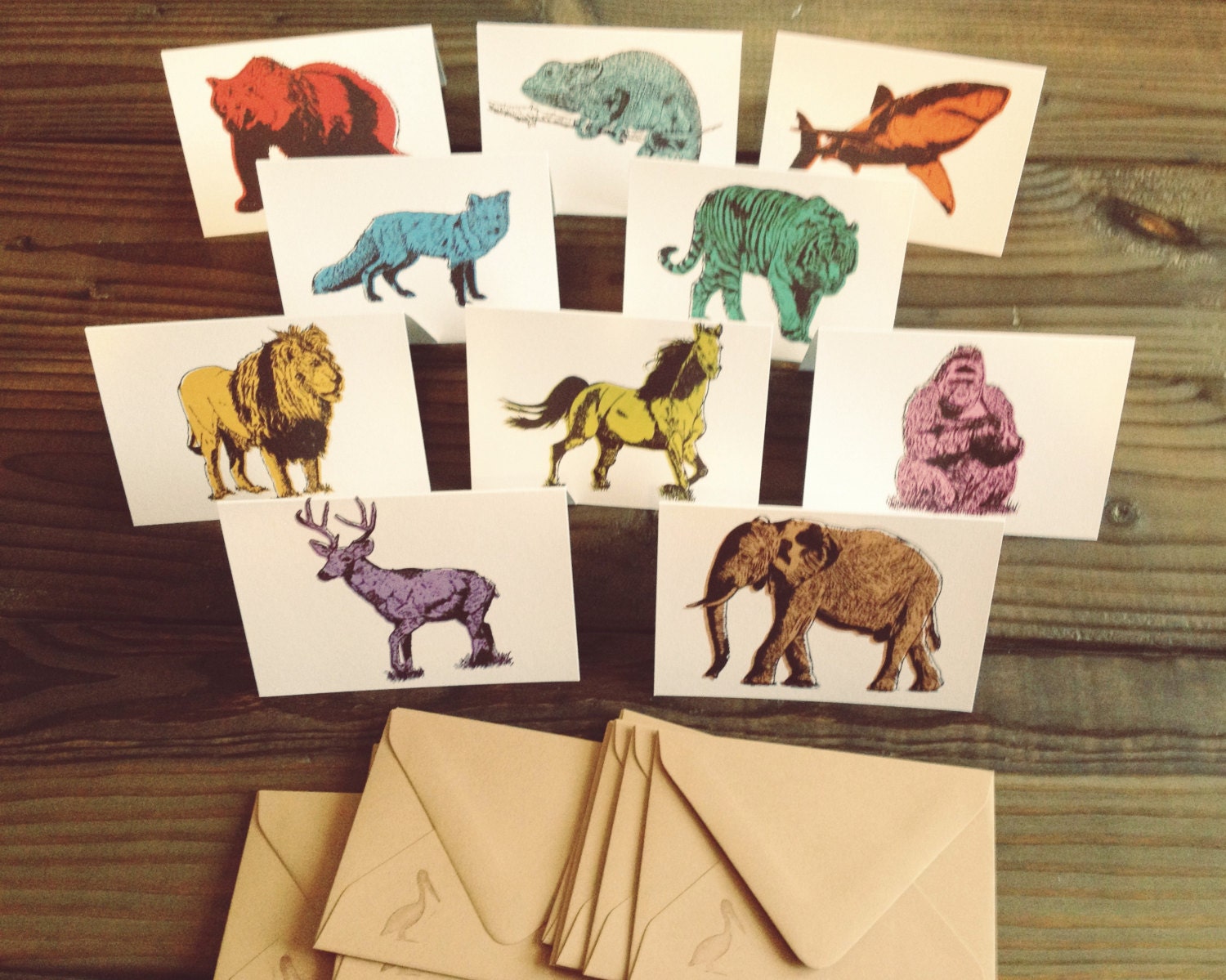 Notecards-Animal Notecard Set-Nature-Animal kingdom-Colorful-Animal lovers-Stationery-Awesome-Each card fun and UNIQUE-10 Pack-Blank Inside