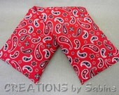Microwaveable Heating Bag, Corn Pillow, Neck Back Wrap with washable cover, red paisley bandana cool, biker, harley, READY TO SHIP (126)
