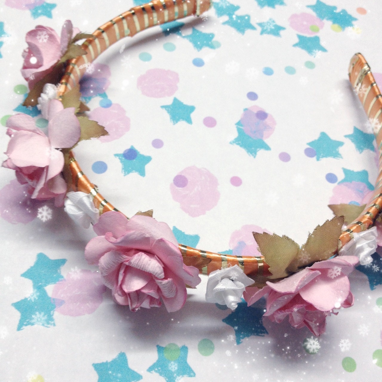 Pink and White Flower Headband