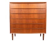 Danish Modern Mid Century Six Drawer Square Highboy Dresser in Teak