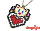 Valentine's day Moogle hugging heart bead sprite necklace