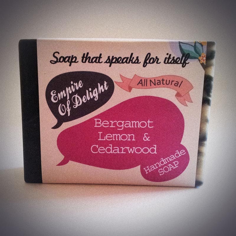 Bergamot, Lemon and Cedarwood handmade soap with Activated Charcoal
