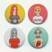 Badge / Pinback Button 4 Pack 2-1/4" - Original Illustrations - Girls Wearing Band T-Shirts