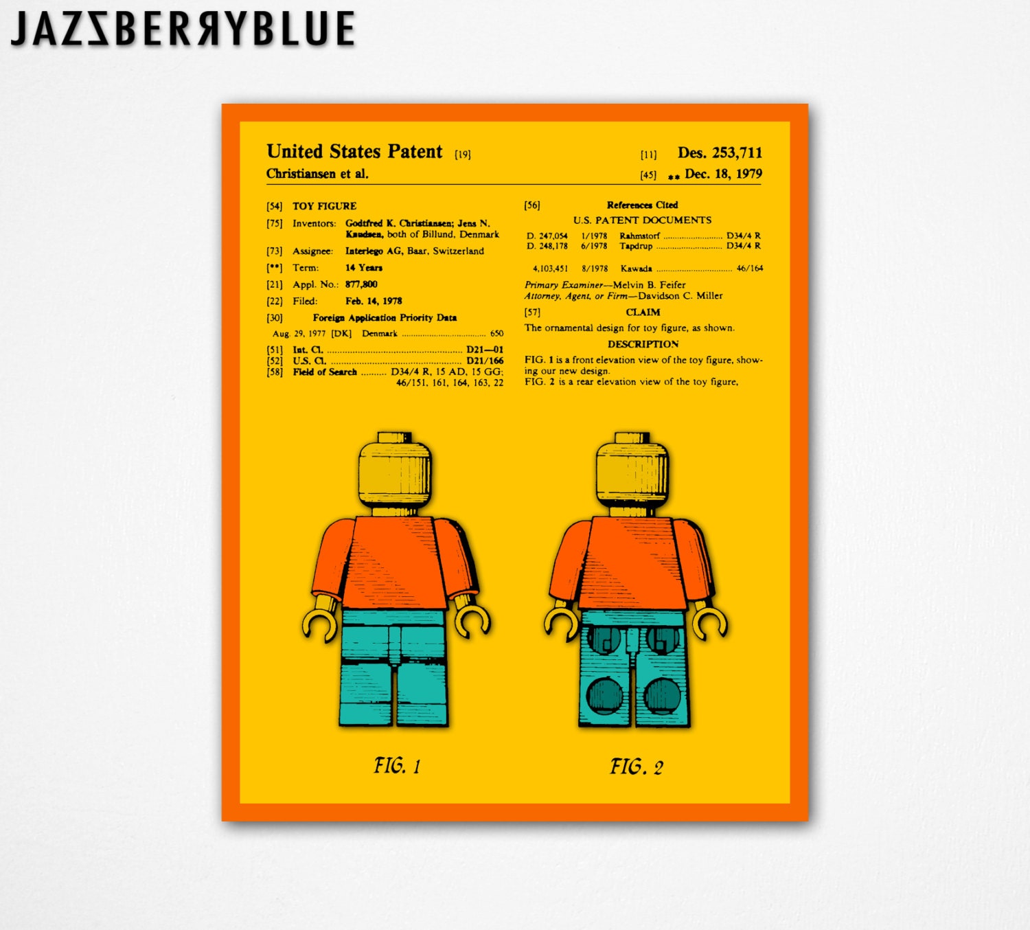 8x10 Art Print, Retro Pop Artwork, Art for kids, LEGO MAN for the home wall decor