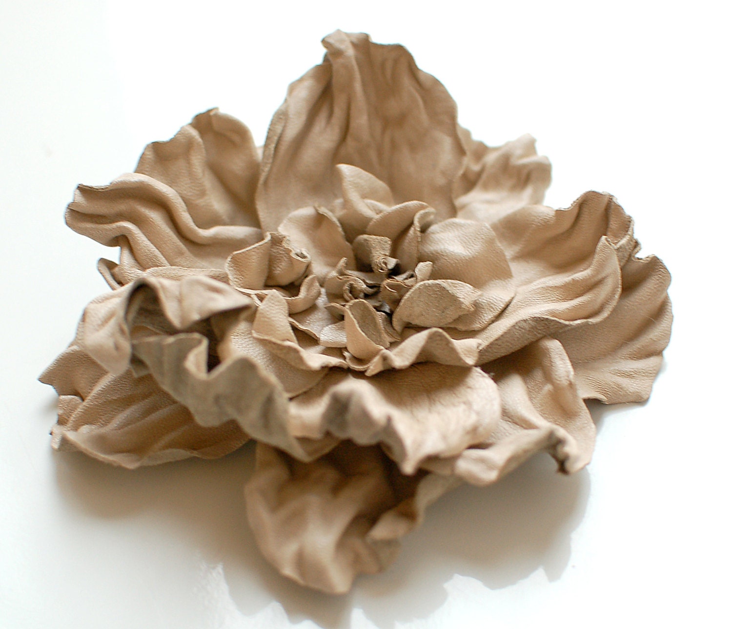 Handmade leather flower brooch