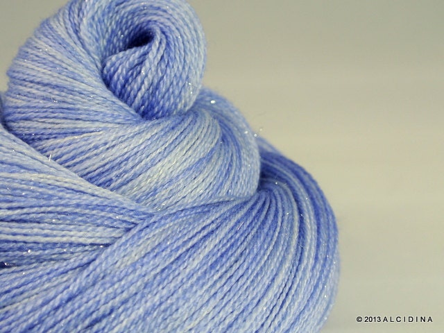 Handpainted lace yarn  - Starfield Lace  "Ghostly Ring" - merino wool / silk / stellina lace weight