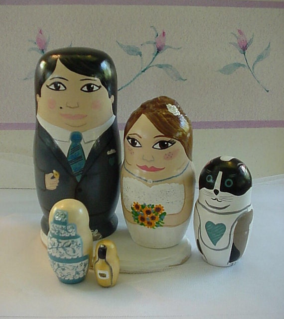 We make Wedding Party Dolls -Custom Cake Toppers Hand Painted and Personalized