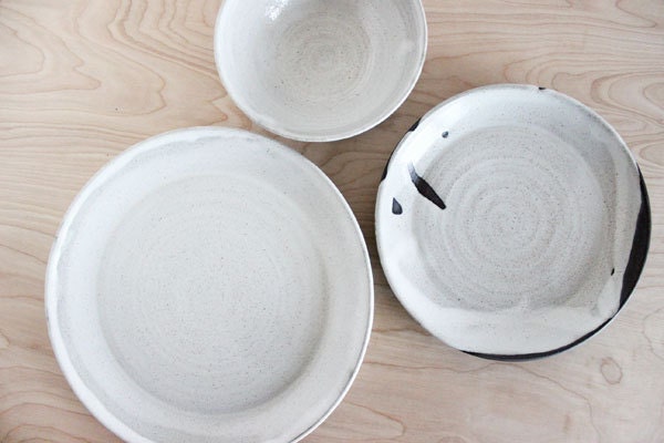 Place settings, dinner plate, salad dessert plate, bowl, set of four each, modern dinner dishes set - MADE TO ORDER