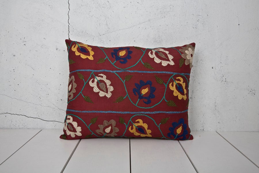 handmade vintage suzani pillow cover - 16.53" x 20.47" - FAST shipment with UPS - 03467-57