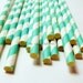 25 Aqua Blue Striped Straws Drink Flags Party Favor Decoration Retro Soda Turquoise