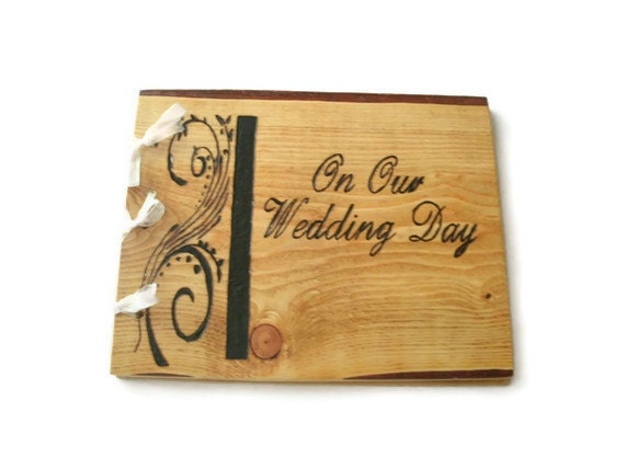 Wood Wedding Guest Book -  Rustic Book 10"x12"  - Custom Cover Work