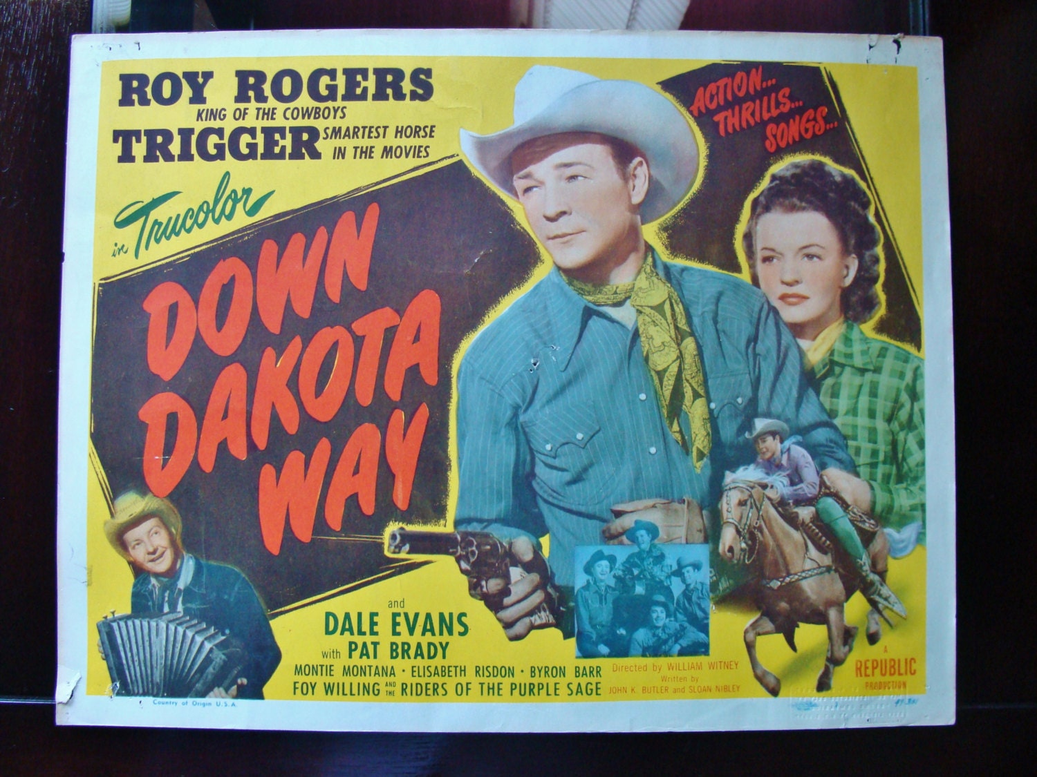 Vintage Roy Rogers Movie Lobby Card