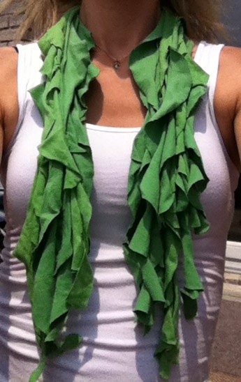 Kelly Green Ruffled Jersey Knit Scarf