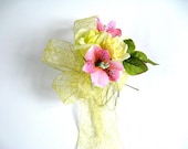 Birthday gift bow, Gift wrap bow, Summer celebration, Home accent bow, Pink and yellow bow, Special occasion bow (HB49)