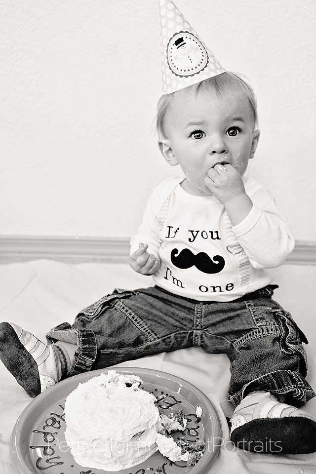1st Birthday Boy Mustache Onesie Bib Gift Set For The Little Man