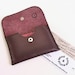 Maroon leather business card case, leather credit card case
