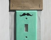 Original Art Mustache Lightswitch Cover Switchplate - Green