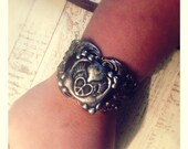 Hand molten heart peace wings Victorian Style Cuff 