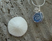 Genuine Cornflower Blue Sea Glass Sea Swirl Necklace