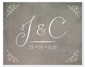 Custom Wedding Print - Wedding Date - Engagement Gift - Initial Art - Save the Date Card - Baby Name Gift