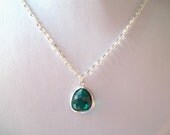 Emerald Necklace -- May Birthstone, Bride/Bridesmaids Gift, Wedding, Birthday, Bezel Connector, Pendant