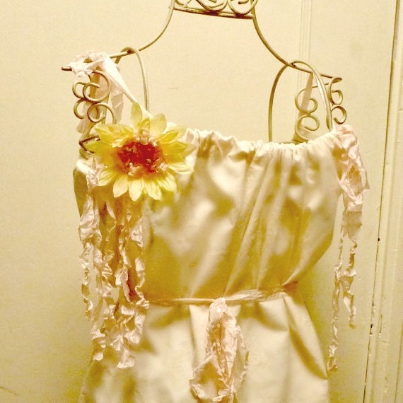 Flower Girls Dress Sunflower Long Ivory Eco Pink Yellow