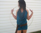 Lush Aquamarine Velvet Pixie Festival Wear Dress