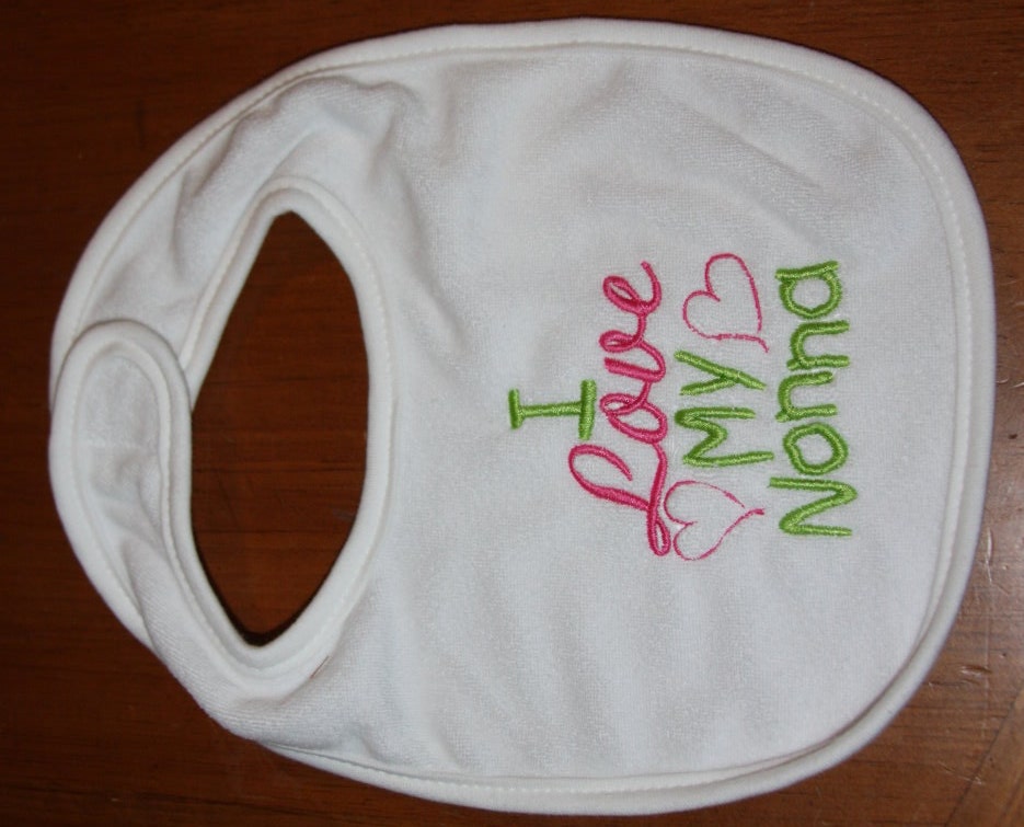 Custom embroidered bib I love my Nonna
