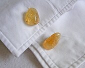 Orange Citrine Semi Precious Stone Cufflinks, Gifts under 10 pounds