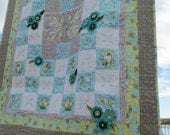 Quilt, Vintage Tablecloth, Mid Century Modern, Atomic, Upcycled