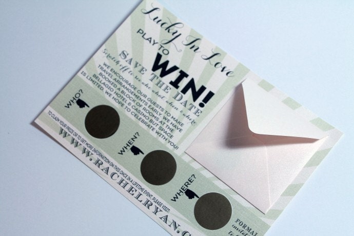 NEW Lucky In Love Lucky Penny- Wedding Save The Date Invitation Scratch Off Lottery Ticket - Deposit Listing Il_570xn