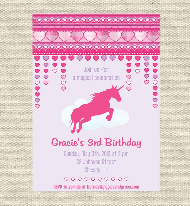 Magical Unicorn Birthday Invitation Printable Il_570xn