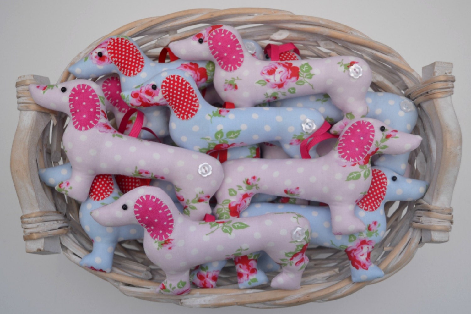 Dachshund sausage dog hanger, lavender scented - pink floral in Tanya Whelan print