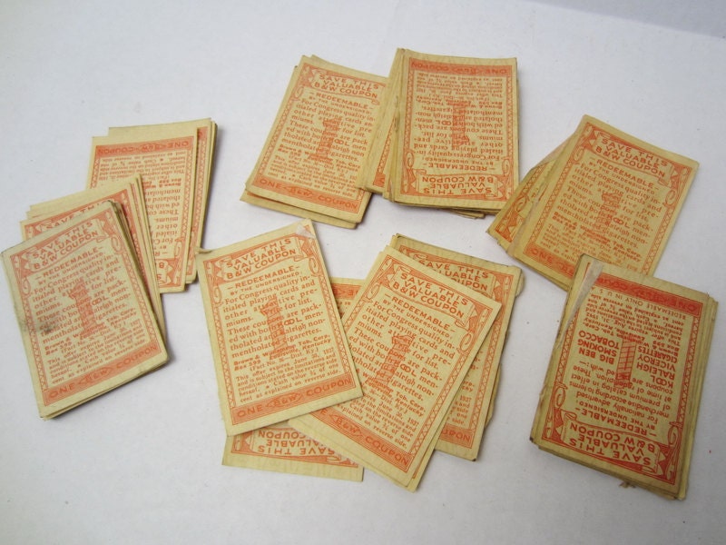 73 Vintage B&W BROWN and WILLIAMSON Tobacco Coupons // Cigarette Coupons //