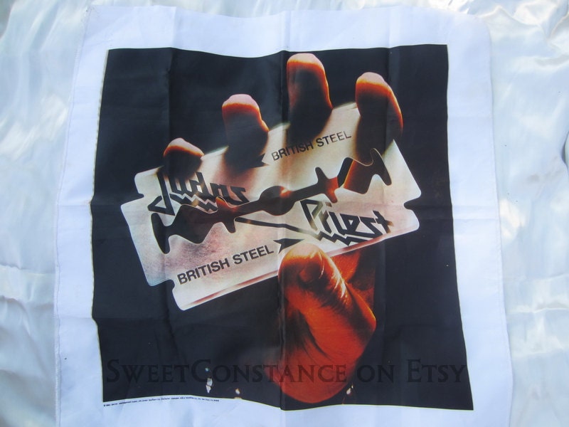 Vintage 1982 Judas Priest British Steel Square Concert Banner Flag Poster