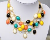 colorful bubble necklace,beadwork necklace,Beaded Jewelry,bib necklace,statement necklace,pendant necklace with chain