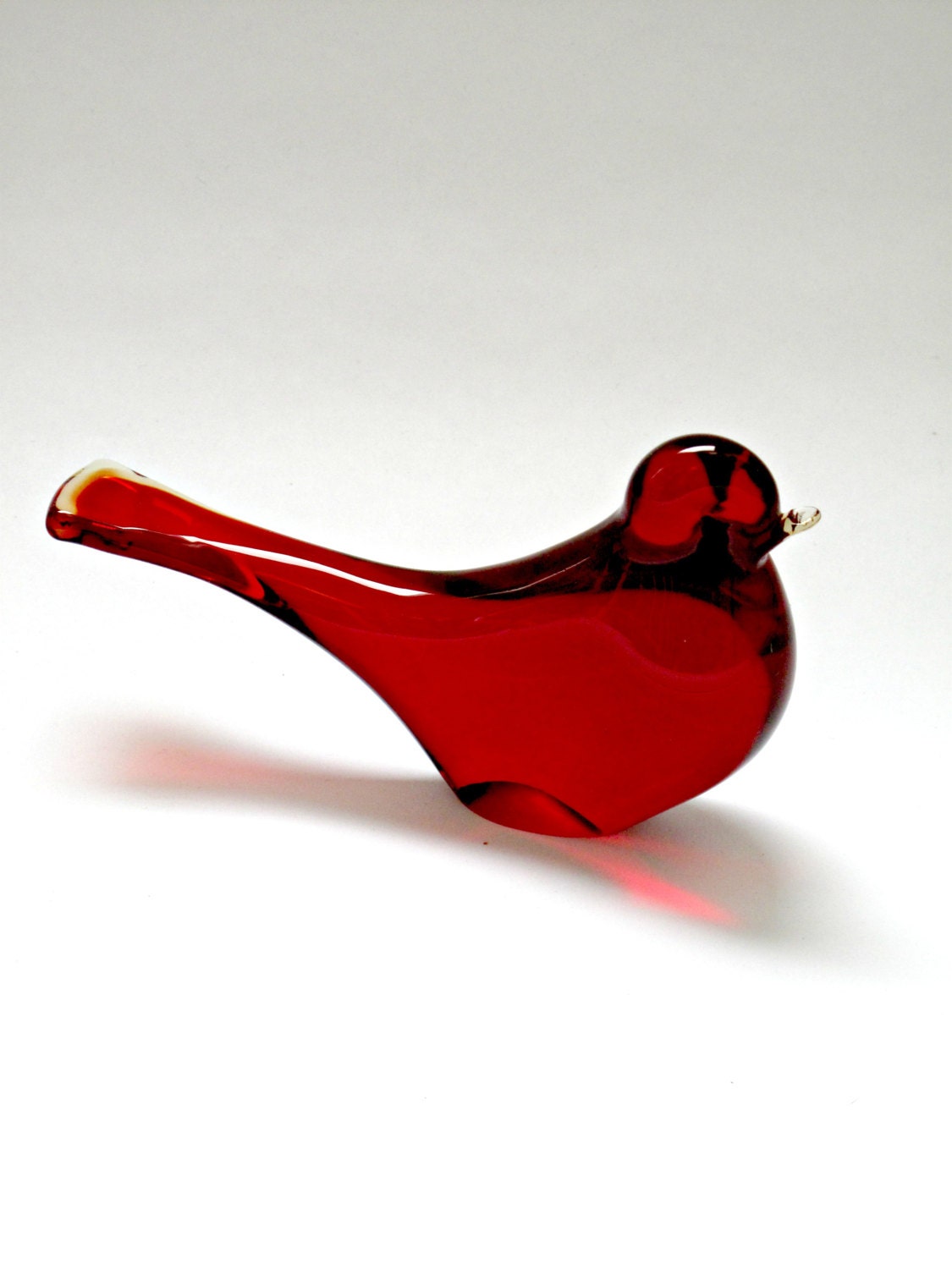 Vintage Scandinavian Red Glass Mid Century Bird