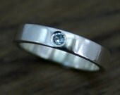 Aquamarine Ring, Flush Set, Gypsy Set, Silver Ring, Made to Order, March Birthstone, Ethical Jewellery