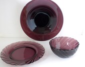 Black Amethyst, Glass Bowl, Salad or Pasta Bowl, Made in France