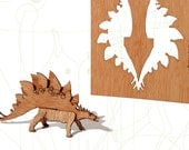 postcard wood - 6 stegosaurus cards