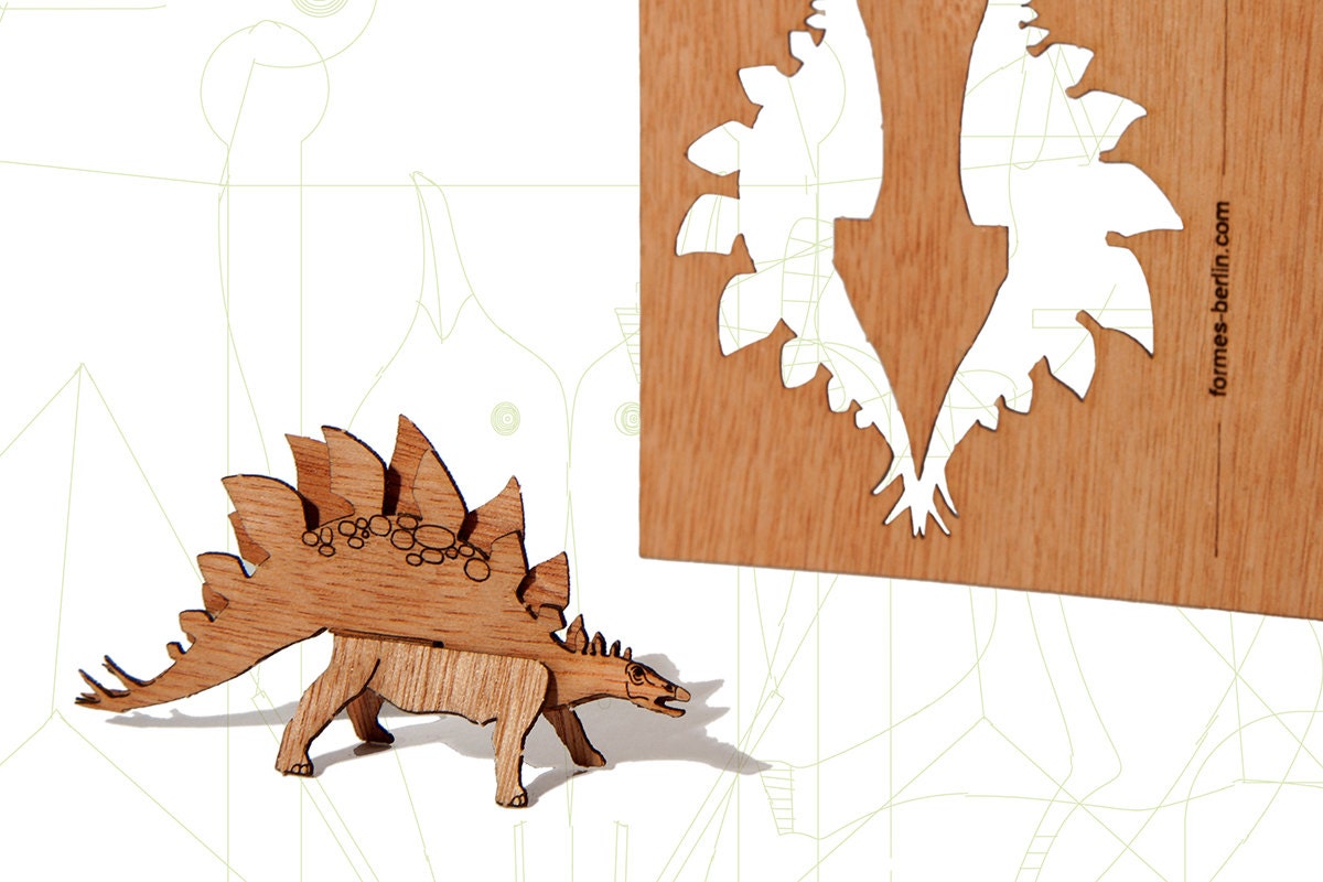 postcard wood - 6 stegosaurus cards