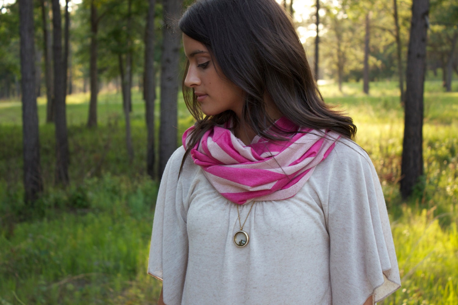 Women's Infinity Scarf // Pink Glitter Stripe Scarf // Women's Summer Accessories // Beautiefull Things