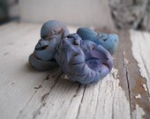 Baby's Blues- polymer clay bead cap set. set of 3 Denium blue bellflowers. rustic beads. Jettabugjewelry