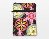 Samsung Galaxy Tab 2 7.0 sleeve, Kindle Fire pouch, Nook Simple Touch case with pocket - pink, yellow, brown, lime floral