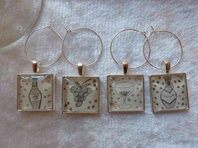Wine Charms - Original hand drawn designs - Of Wine and Good Spirits