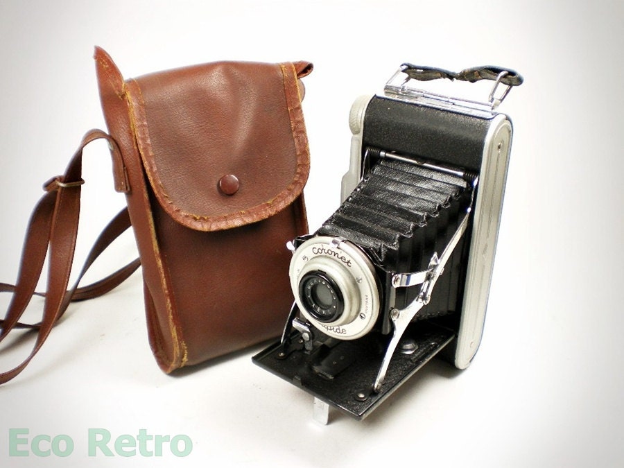 Coronet Rapide - Vintage 1950's Folding Film Camera with Case